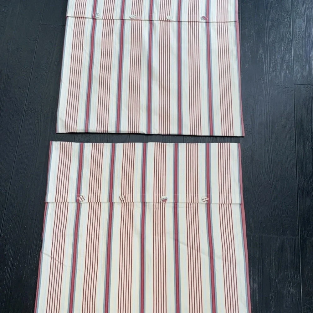 IKEA Alvine Raffla Pillow‎ Cover SET (2) 25” x 25” Stripes 100% Cotton Buttons